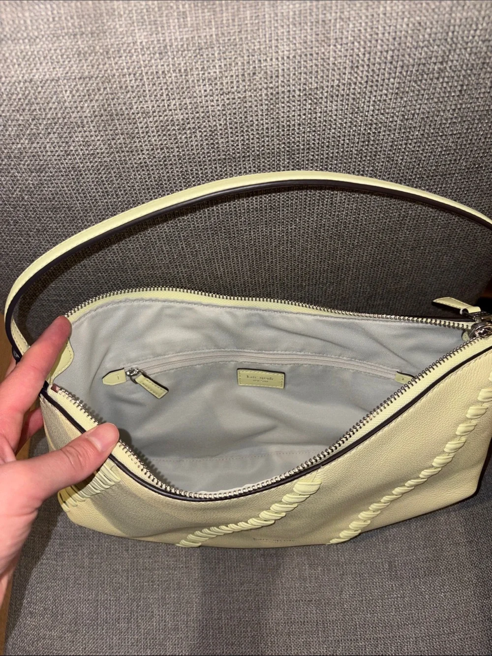 kate spade pale yellow leather shoulder bag - Picture 3 of 3